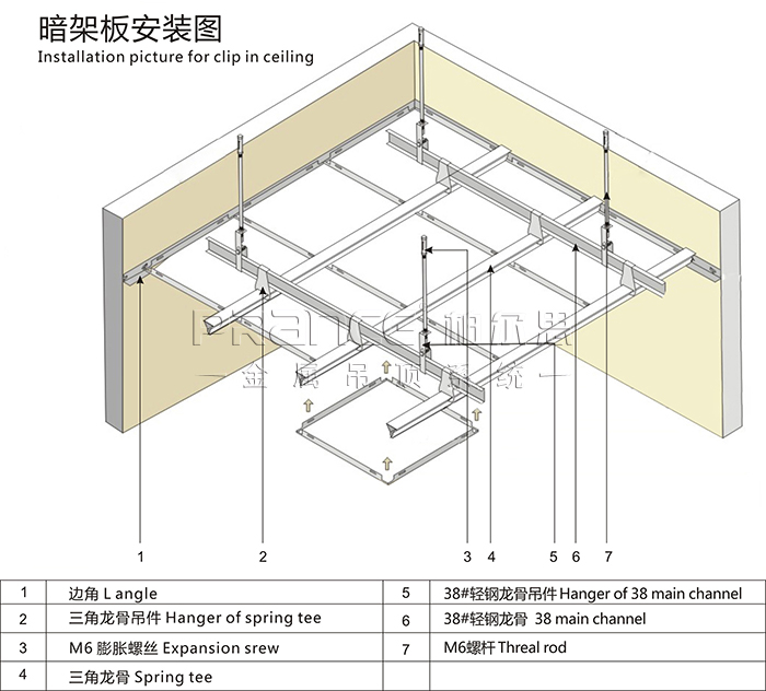工程鋁扣板安裝示意圖